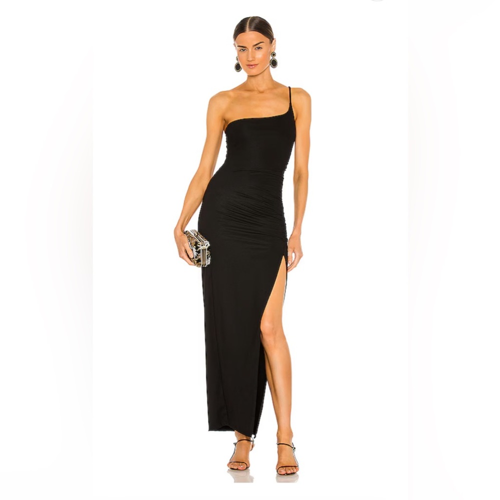 One shoulder fitted maxi dress by Lovers and Friends - Black